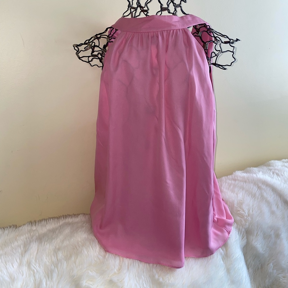 Alice + Olivia Kinsley Gathered Silk Halter Top XL Pink ***READ - Picture 3 of 14